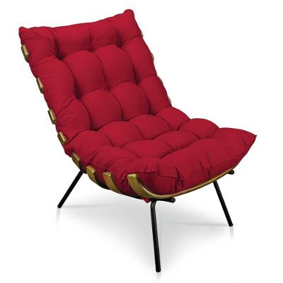 Poltrona Costela Veludo Base Metálica Pallazio Vermelho