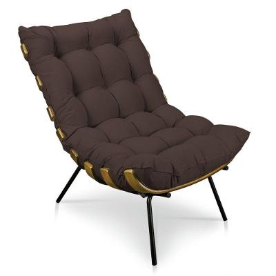 Poltrona Costela Suede Base Metálica Pallazio Marrom