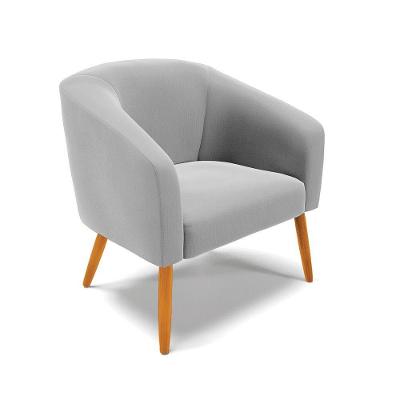Poltrona Suede Pés Palito Castanho Cinza