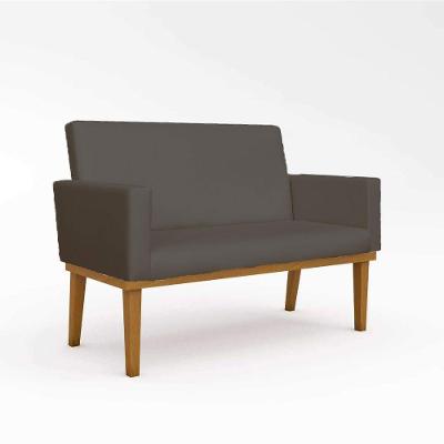 Namoradeira Com Base Poltrona Decorativa Luxo Tecido Cinza