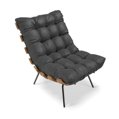 Poltrona Costela Corino Preto Base Metálica Preto - D'Rossi