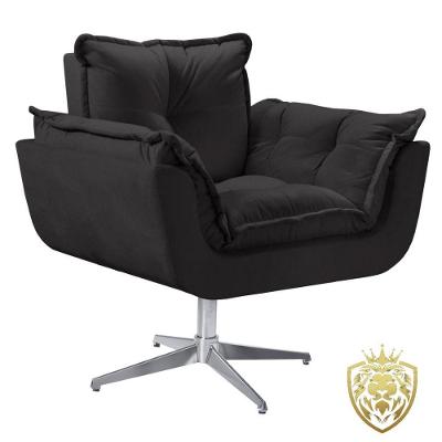 Poltrona Opalla Giratória Alumínio Suede D Salla Cor: Preto