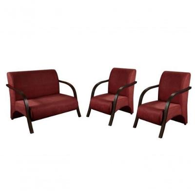 Conjunto Poltronas Vênus Braço Madeira D Salla Bordô.