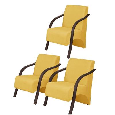 Kit3 Poltronas Vênus 1 Lugar Pé Madeira D Salla Amarelo