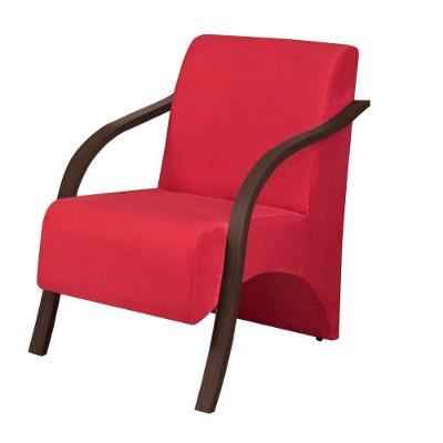 Poltrona Venus 1 Lugar Braço Madeira D Salla Suede Vermelho.