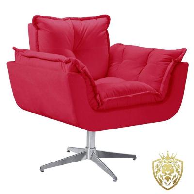 Poltrona Opalla Giratória Alumínio Suede D Salla Vermelho