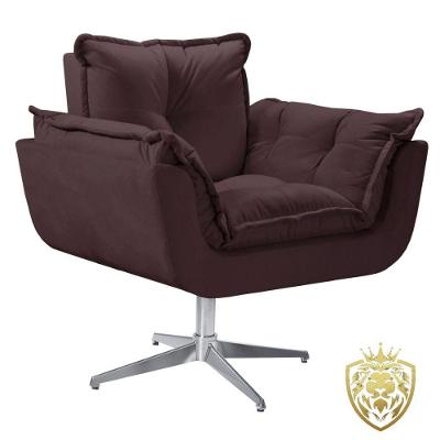Poltrona Opalla Giratória Alumínio Suede D Salla Marrom