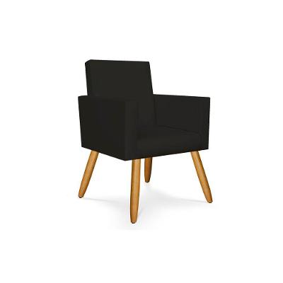 Poltrona Decorativa Cadeira Escritório Recepção Preto