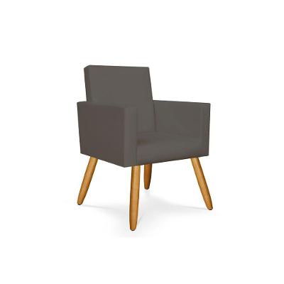 Poltrona Decorativa Cadeira Escritório Recepção Cinza