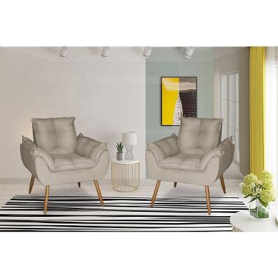 Kit 2 Poltronas Opala Decorativa Suede Bege