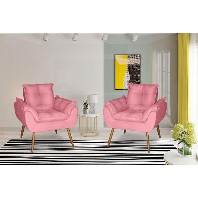 Kit 2 Poltronas Opala Decorativa Suede Rosa