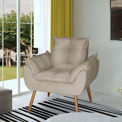 Poltrona Opala Decorativa Suede Bege