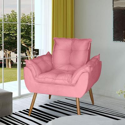 Poltrona Opala Decorativa Suede Rosa