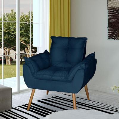 Poltrona Opala Decorativa Suede Azul Marinho