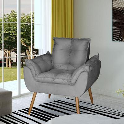 Poltrona Opala Decorativa Suede Cinza