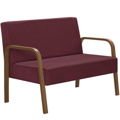 Poltrona 2 Lugares Luna Braço Madeira D Salla Suede Bordô