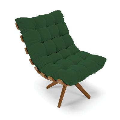 Poltrona Giratória Veludo Verde Base Madeira Ma25 - D'rossi
