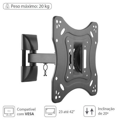 Suporte Para Tv Led- Lcd De 23" A 42" Articulado Com Inclina