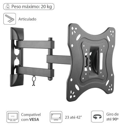 Suporte Para Tv Led Lcd De 23" A 42" Articulado Com Inclina
