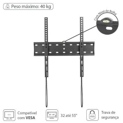 Suporte Para Tv Led- Lcd De 32" A 55" Fixo Com Nivel Bolha E