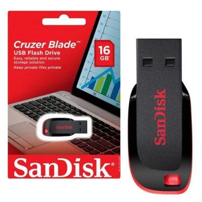 Pen Drive 16gb Sandisk Cruzer Blade Preto e Vermelho