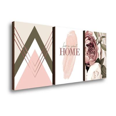 Kit 3 Quadros Decorativos Home Peônia Rose 40x60cm