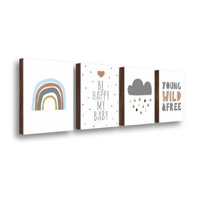 Kit 4 Quadros Decorativos Quarto De Bebê 30x40cm