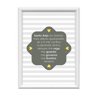 Quadro Decorativo Santo Anjo Do Senhor Listrado Amarelo 34x44cm