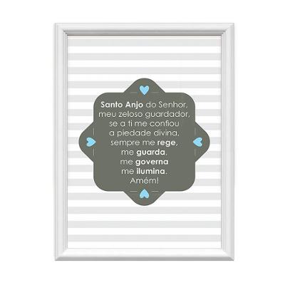 Quadro Decorativo Santo Anjo Do Senhor Listrado Azul 34x44cm