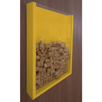 Quadro Porta Rolhas De Vinho Champanhe Tampinhas Decorativo Amarelo Laca