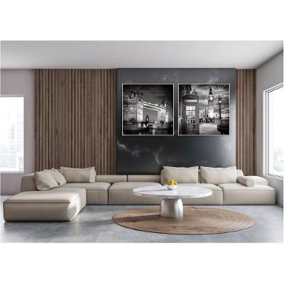 Kit Com 2 Quadros Decorativos Cidades Com Moldura Para Sala Quarto Escritório 72x72 Cidades 003