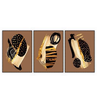 Kit Com 3 Quadros Decorativos Abstratos Com Moldura Para Sala Quarto Escritório 62x77 Abstrato 019