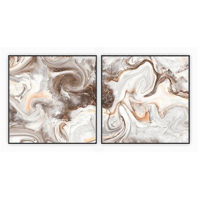 Kit Com 2 Quadros Decorativos Abstratos Com Moldura Para Sala Quarto Escritório 32x32 Abstrato 018
