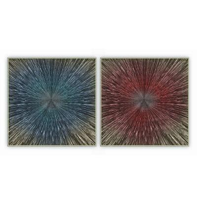 Kit Com 2 Quadros Decorativos Abstratos Com Moldura Para Sala Quarto Escritório 92x92 Abstrato 008