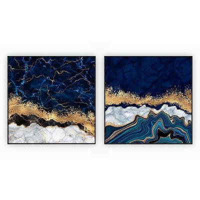 Kit Com 2 Quadros Decorativos Abstratos Com Moldura Para Sala Quarto Escritório 92x92 Abstrato 012