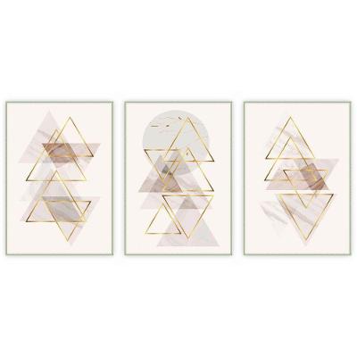 Kit Com 3 Quadros Decorativos Abstratos Com Moldura Para Sala Quarto Escritório 72x102 Abstrato 003