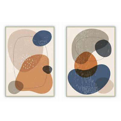 Kit Com 2 Quadros Decorativos Abstratos Com Moldura Para Sala Quarto Escritório 72x102 Abstrato 009