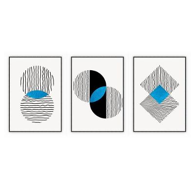 Kit Com 3 Quadros Decorativos Abstratos Com Moldura Para Sala Quarto Escritório 72x102 Abstrato 004