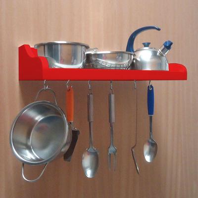 Prateleira Suporte Porta Panelas E Utensílios De Cozinha Vermelho Laca