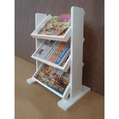 Revisteiro De Piso Chão Porta Revistas Livros Branco Laca