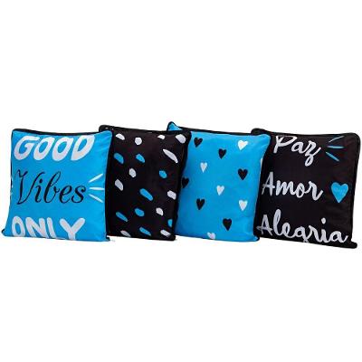 4 Capas De Almofadas Good Vibes 45cmx45cm Com Viés