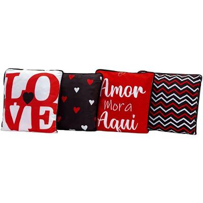 4 Capas De Almofadas Amor Mora Aqui 45cmx45cm Com Viés
