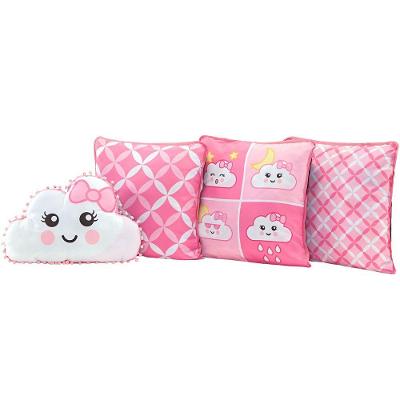 4 Almofadas Cheias Nuvem Rosa 45cmx45cm