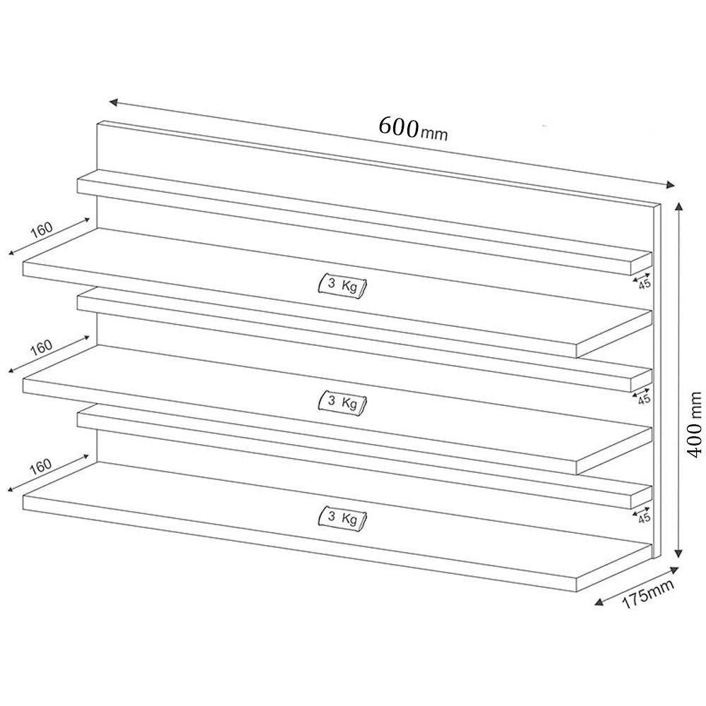 Sapateira Suspensa 3 Prateleiras Branca Em Mdf - 3