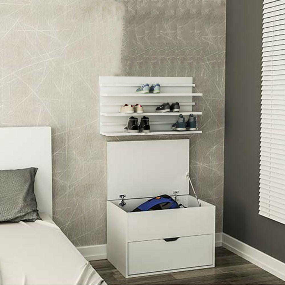Sapateira Suspensa 3 Prateleiras Branca Em Mdf - 1