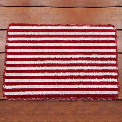 Tapete Capacho Boucle 40cm X 60cm Listras Vermelhas