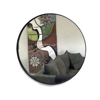 Espelho Redondo 40Cm Com Moldura Preto