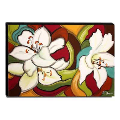 Quadro De Pintura Lírios Brancos 80X120Cm-1405
