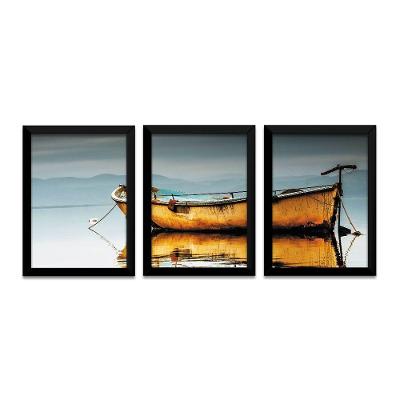 Quadro Mosaico Barco Peças A3 Preta
