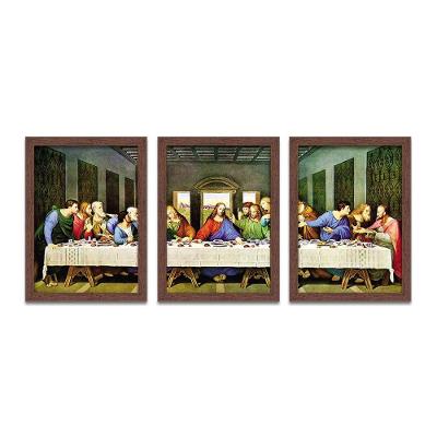 Quadro Mosaico Santa Ceia Peças A3 Rústica